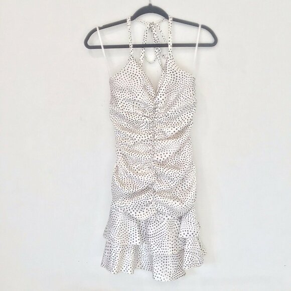 VTG Jessica McClintock 6P Halter Ruched Polka Dot - Picture 1 of 8